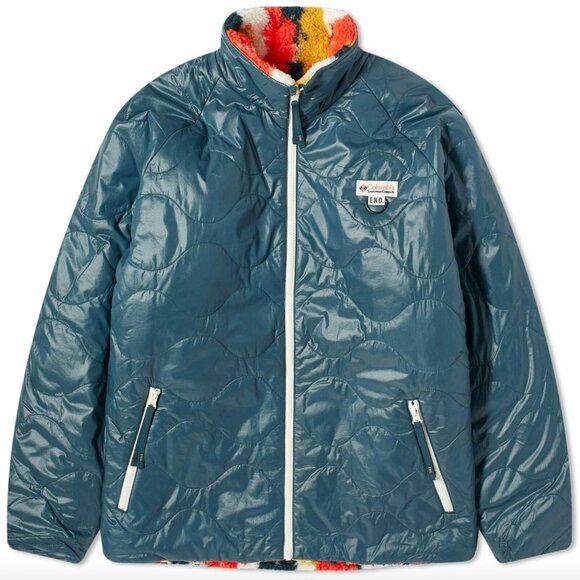 END. x Columbia 'Douglas Fir' Reversible Fleece Jacket in Signal Red - Picture 1 of 7